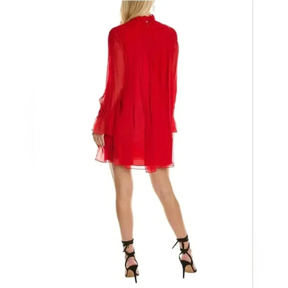 Rebecca Taylor Diamond Smocked Mock Neck Silk Dress Size S/M - Picture 2 of 5